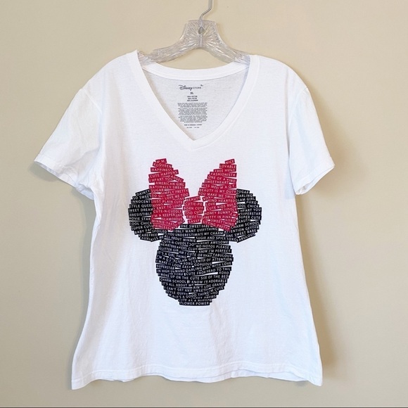 Disney Girl Power Words Minnie Graphic V-Neck Tee - XL - Picture 1 of 12